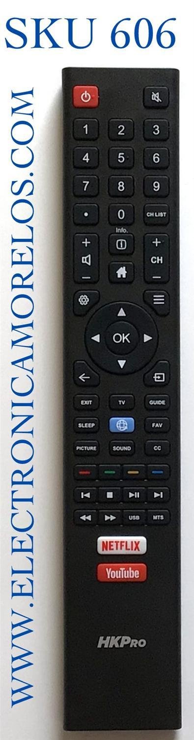 CONTROL REMOTO PARA TV HKPRO SMART TV  / NUMERO DE PARTE 06-558W52-TY11XS